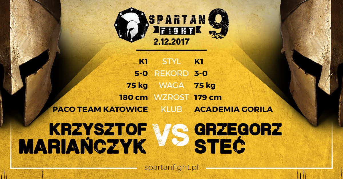Pojedynek na zasadach K1, podczas Gali SF9 w którym zmierzą się: Krzysztof Mariańczyk VS Grzegorz Steć