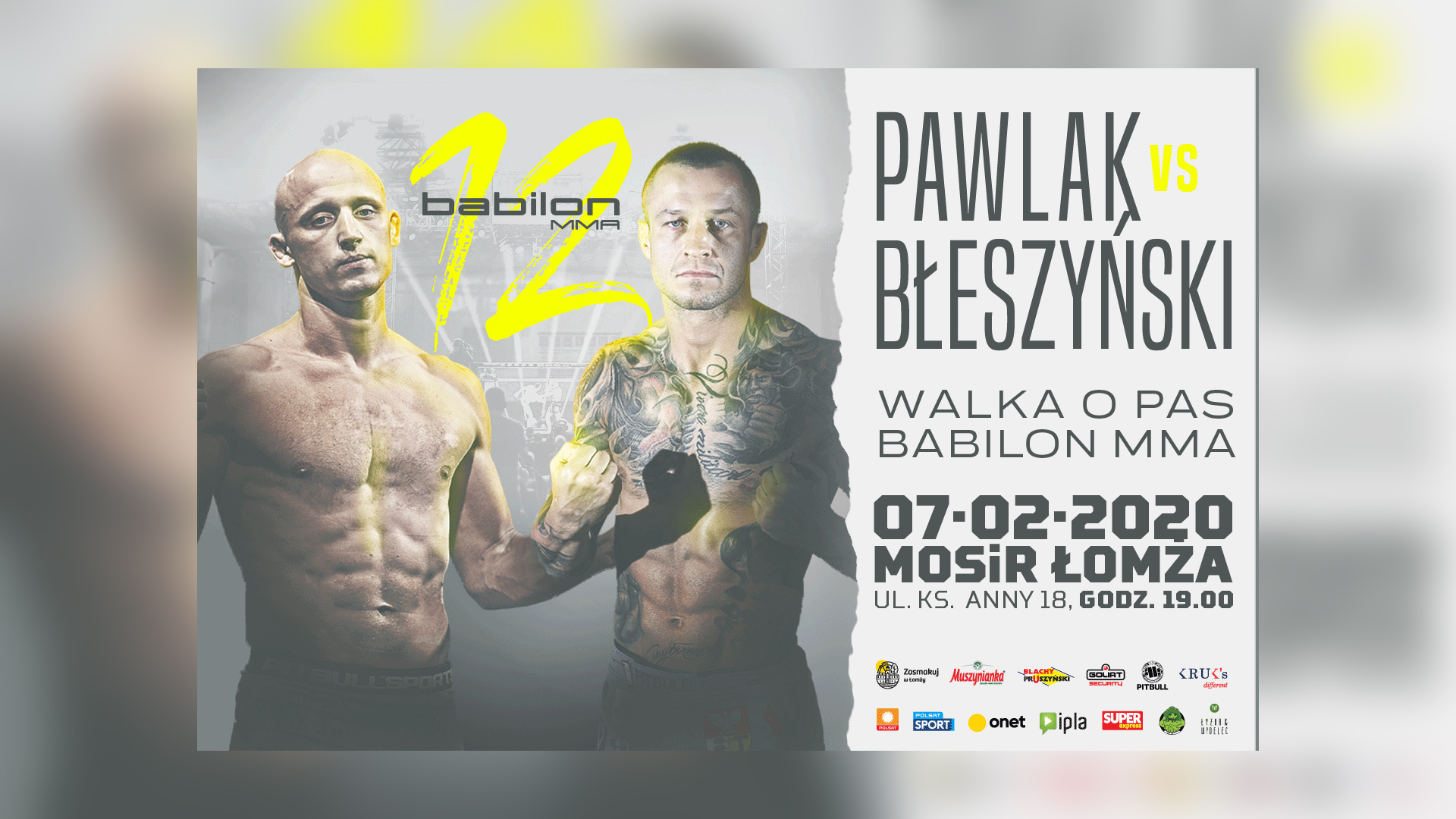 Babilon MMA 12 Pawlak vs Błeszyński 7 lutego w Łomży!