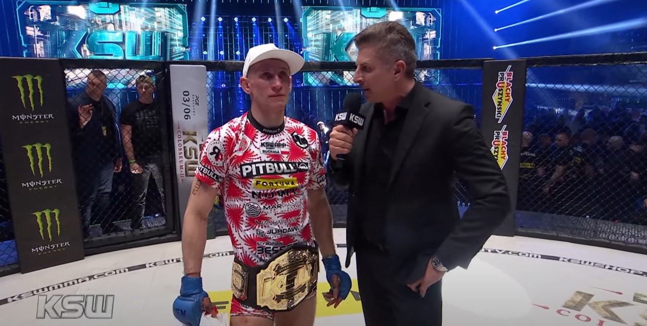 Wzruszony Robert Ruchała i Lom-Ali Eskiev zaraz po walce wieczoru KSW 80 – Wywiad w klatce