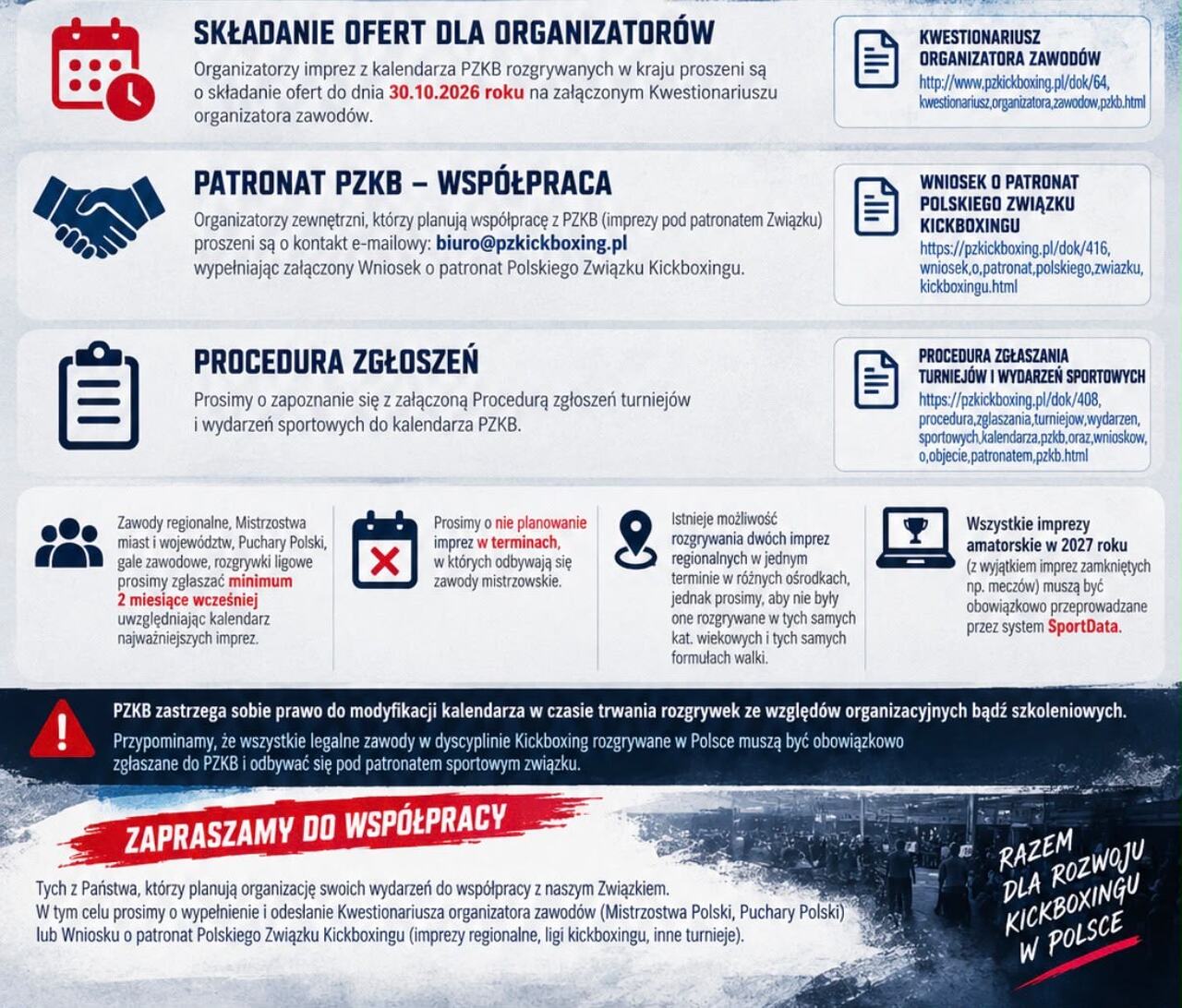 Kalendarz imprez mistrzowskich PZKB na 2027 rok